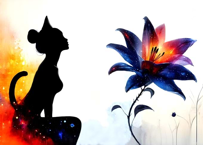 Cat Girl and Cosmic Flower