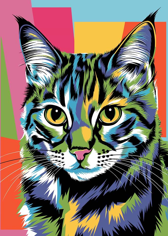 Colorful Cat Portrait