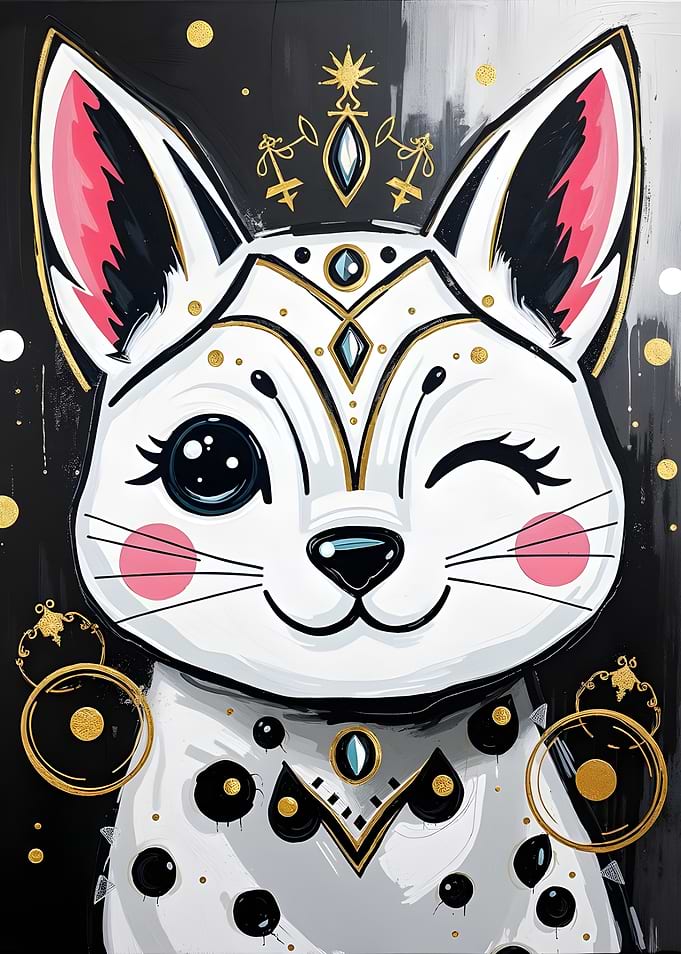 Winking White Cat