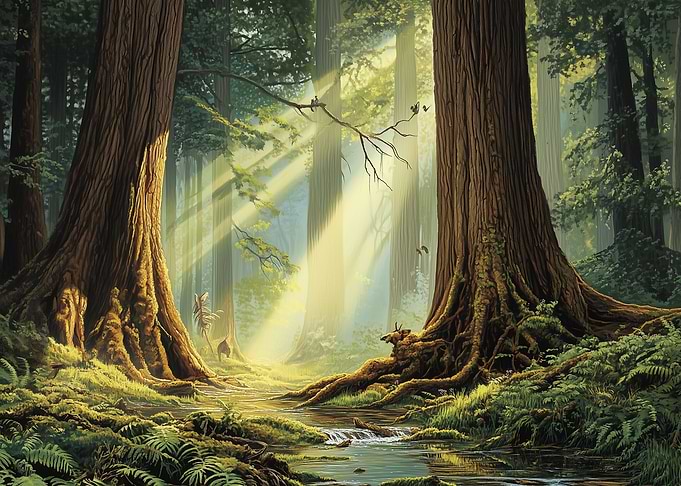 Sunlit Forest Path