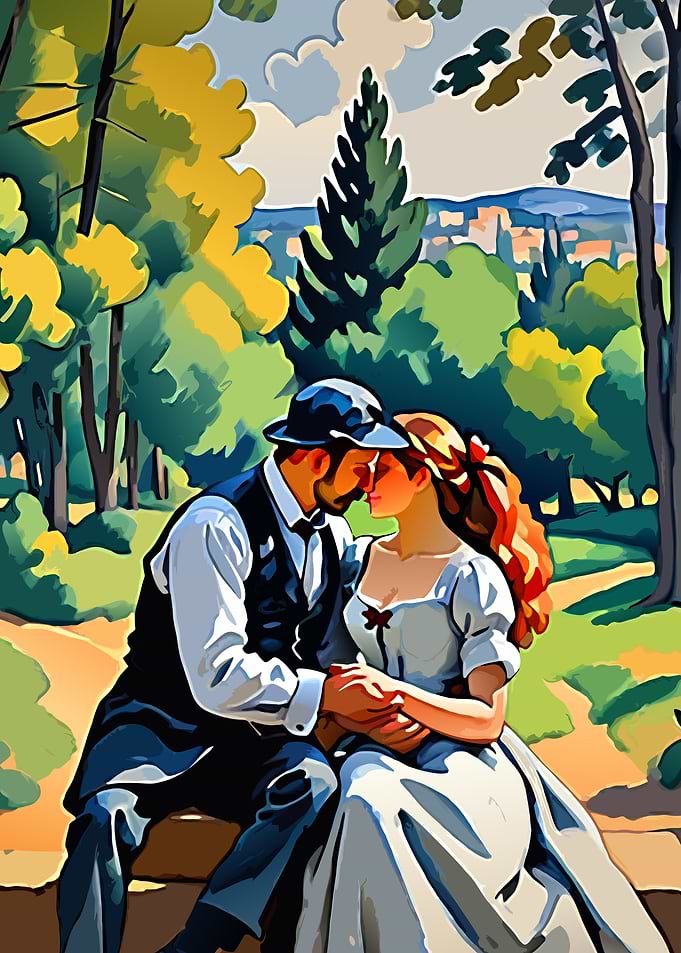 Couple in Love, Park Setting