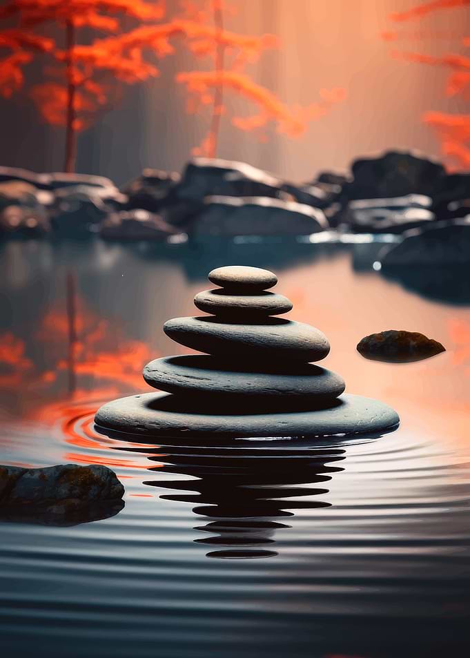 Zen Stones in Still Water