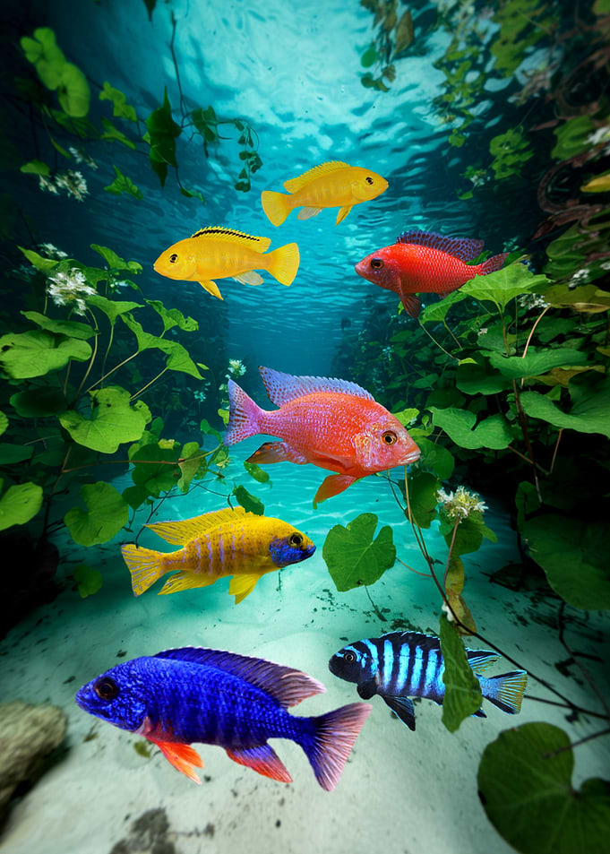 African Cichlids Peacock Mbuna Cichlid Aquarium Fish Art
