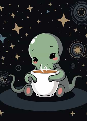 Cute Cthulhu with Coffee