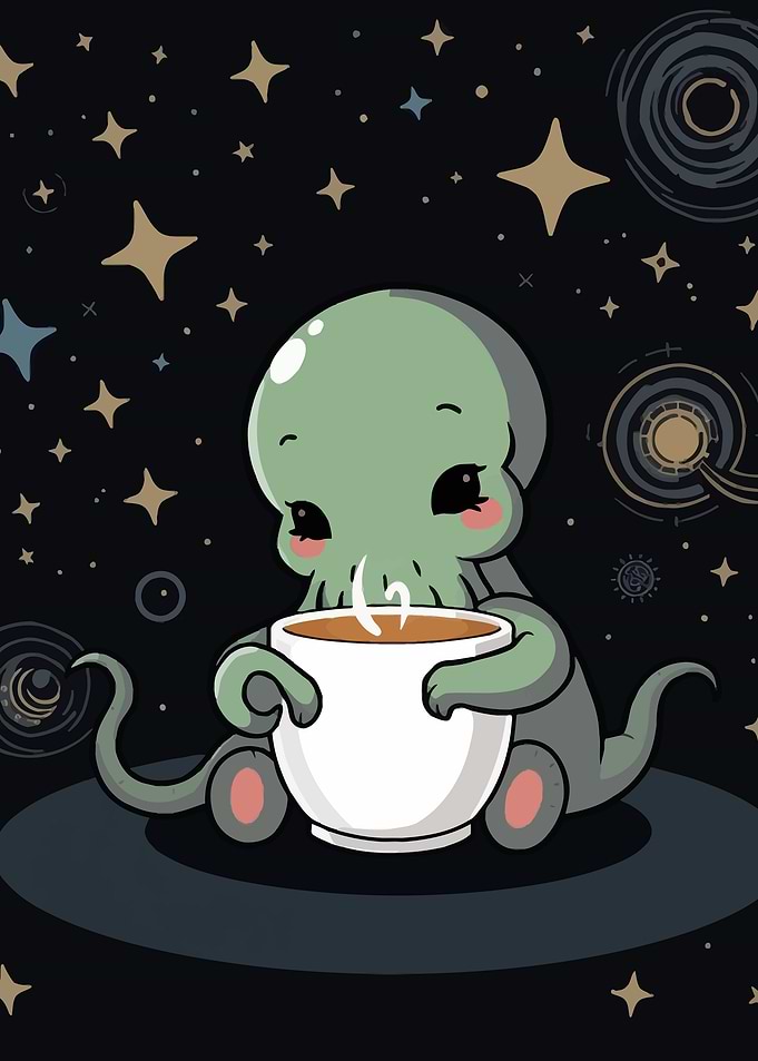 Cute Cthulhu with Coffee