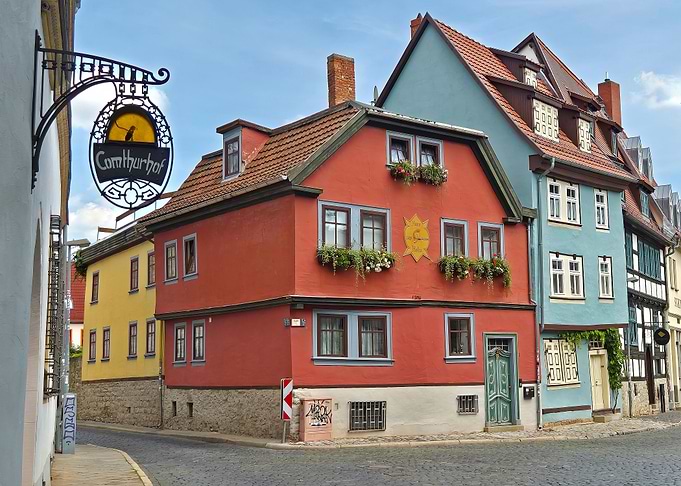 Colorful old houses in Erfurt, Germany