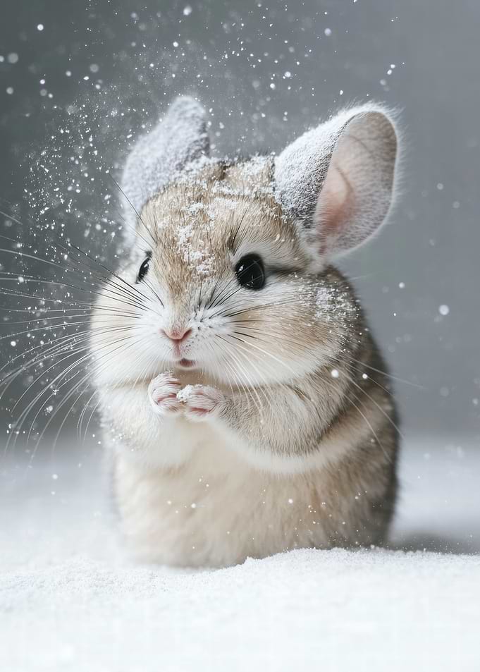 Cute Chinchilla in Snow
