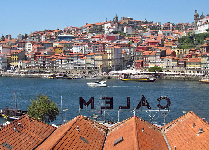 Colorful Porto old town view
