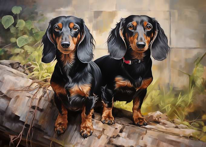 Two Dachshunds Portrait
