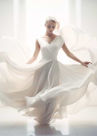 Woman in Flowing White Dress