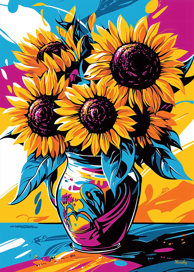 Pop Art Vision of Sunflowers