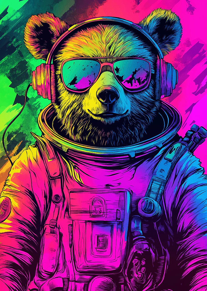 Bear Astronaut with Headphones
