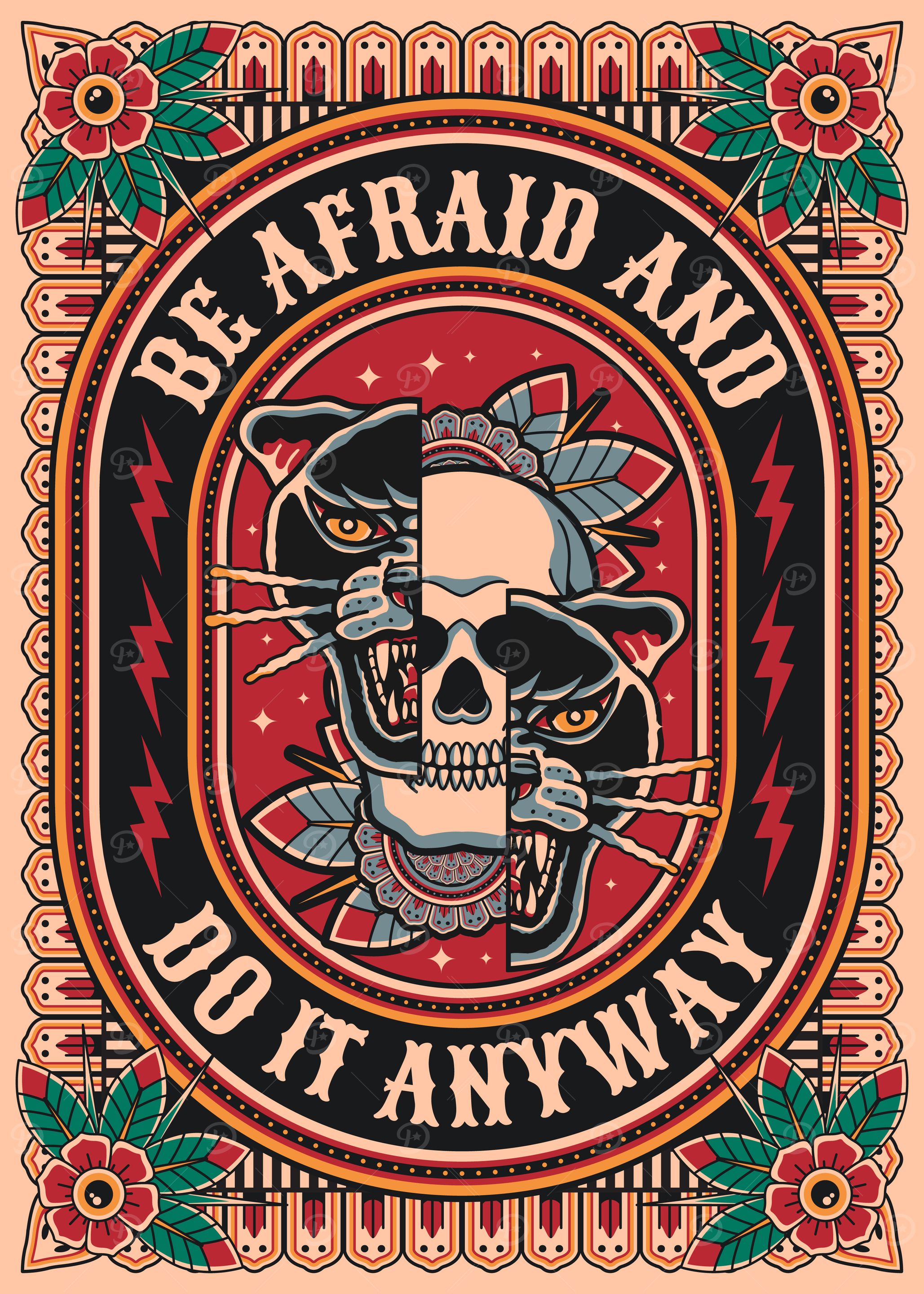 Panther Skull Tattoo Design