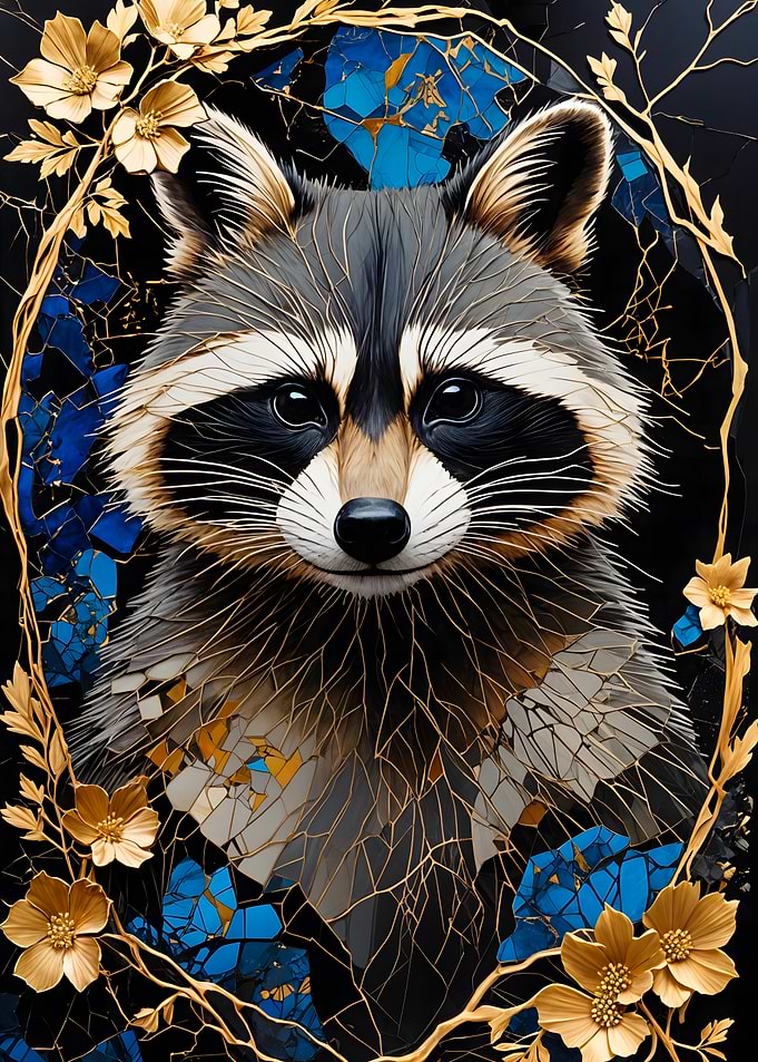 Raccoon Kintsugi Art