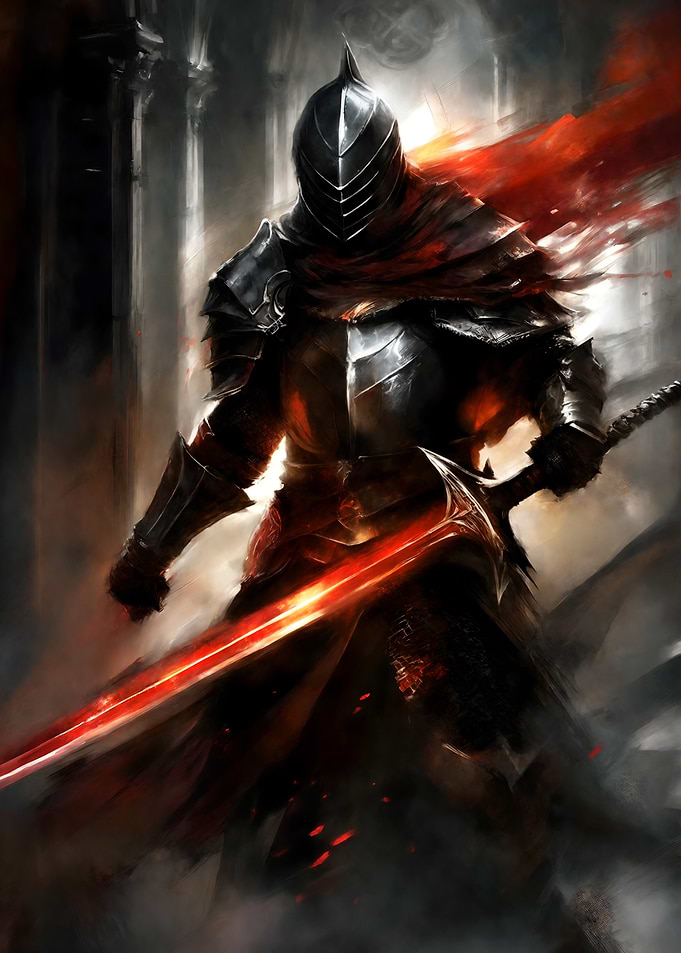 Dark Knight with Red Sword