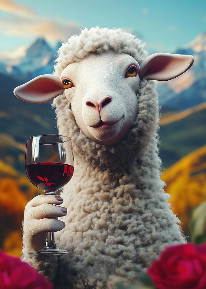 Sheep with Wine Funny Meme