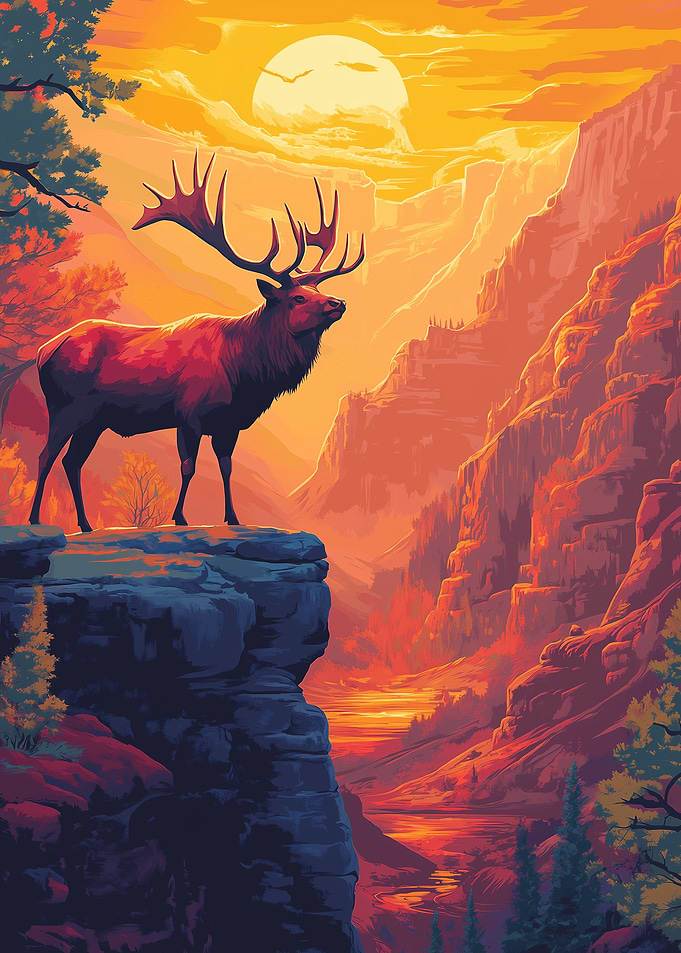 Elk at the National Part Sunset