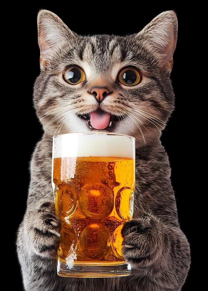Cat Drinking Beer