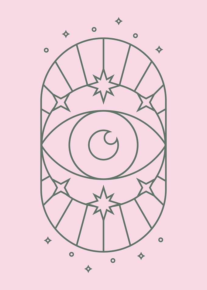 All-Seeing Eye with Stars Pink