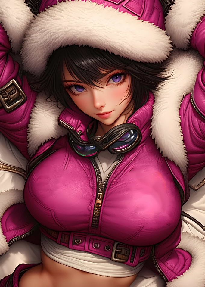 Anime Girl in Pink Winter Gear Gaming