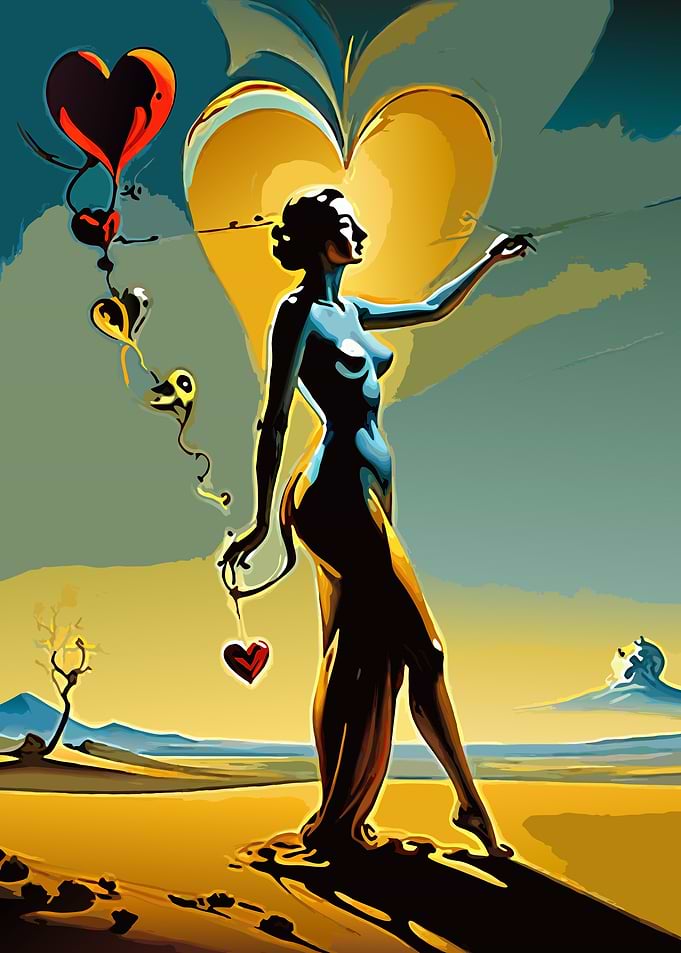 Woman with Hearts