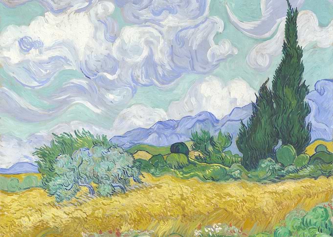 Wheat Field with Cypresses