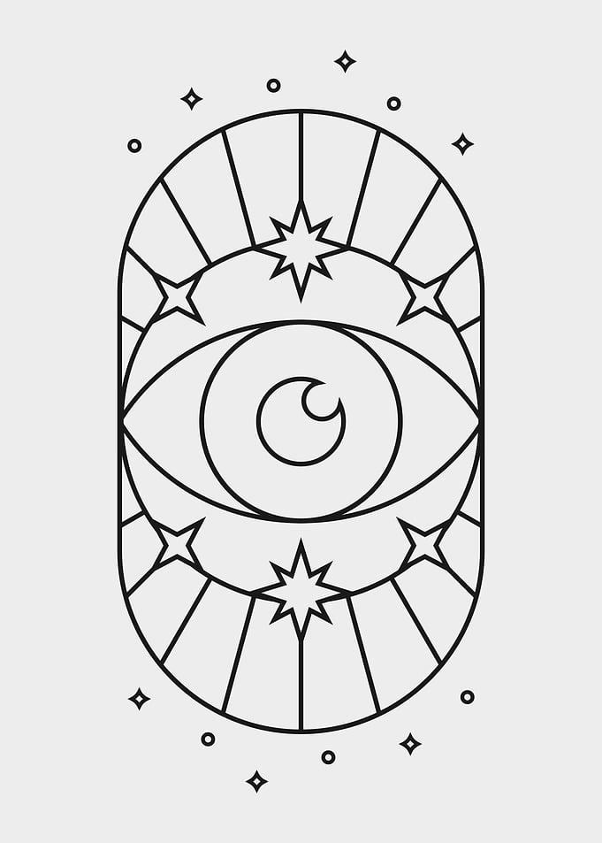 All-Seeing Eye with Stars White