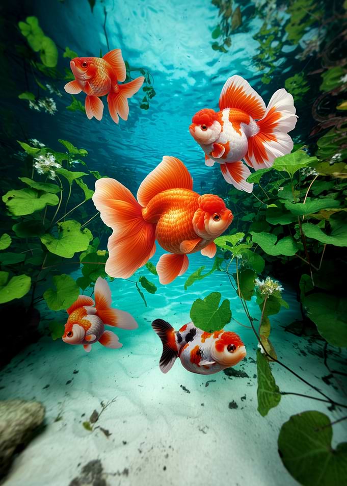 Oranda Goldfish Ranchu Goldfish Lovers Aquarium Art
