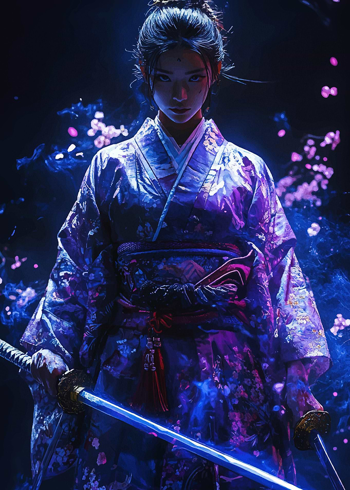 Samurai Woman with Swords