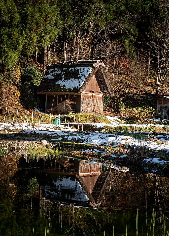 Japanese Thatched Hut Reflection