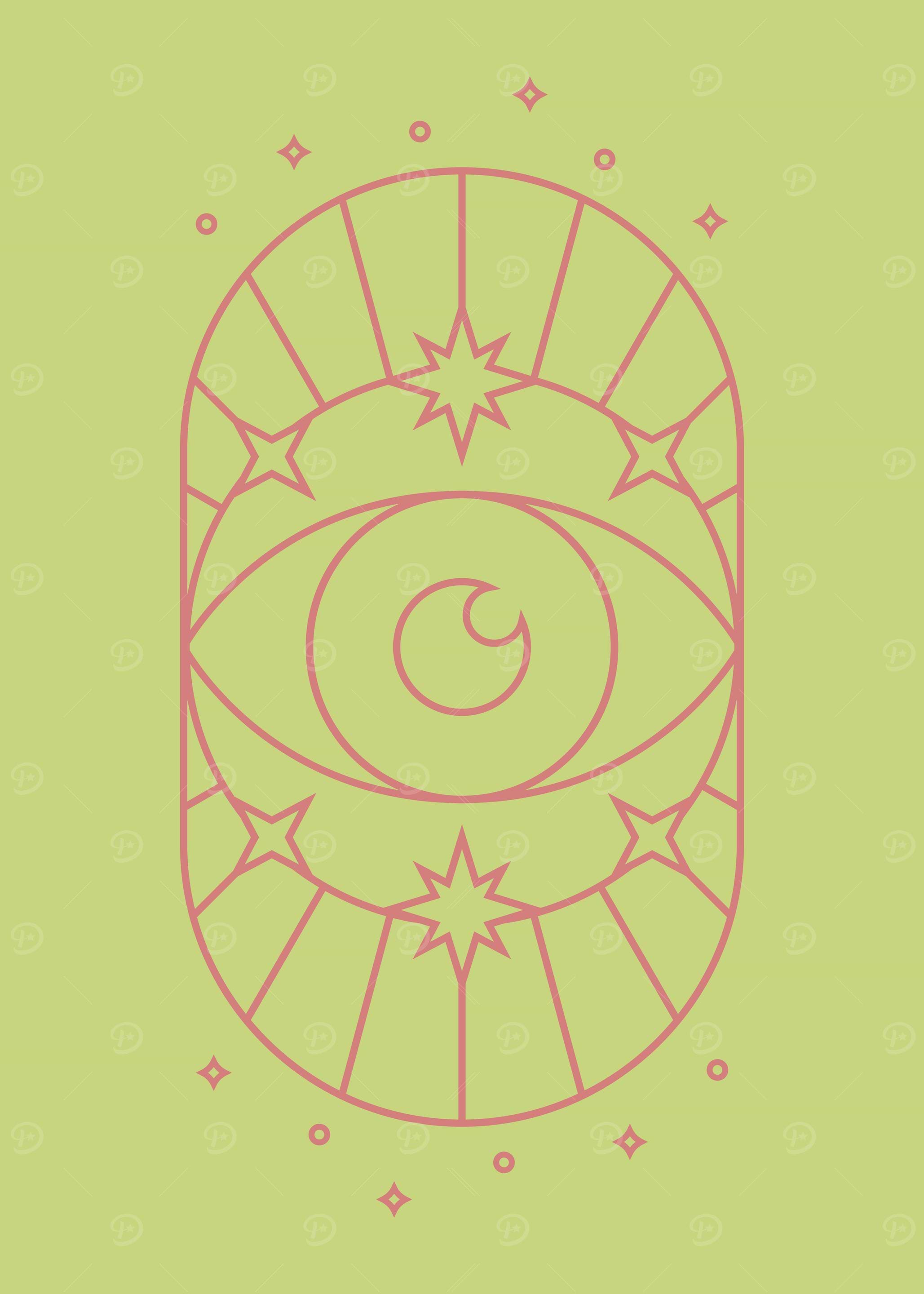 All-Seeing Eye with Stars Light Green