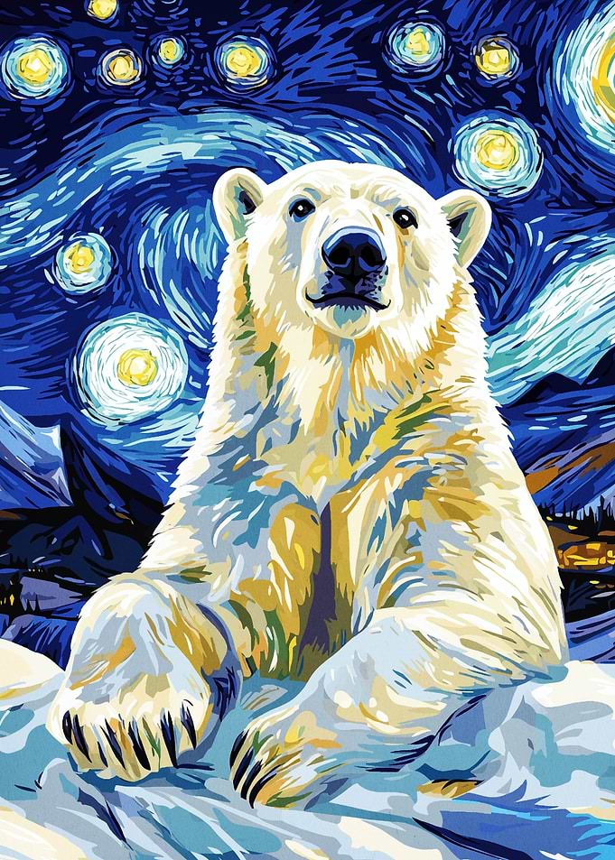 Polar Bear Starry Night