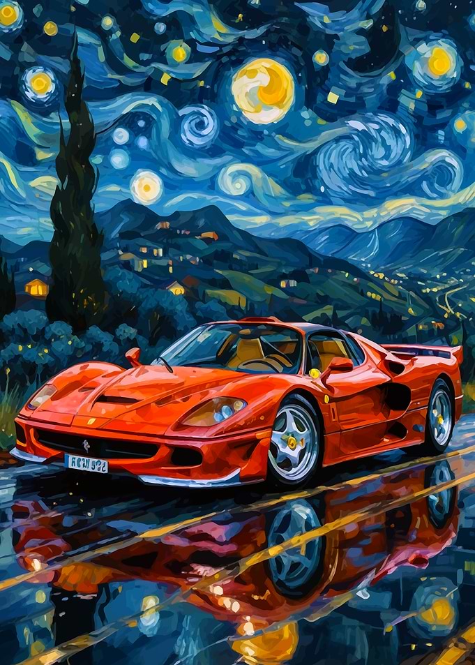 Ferrari F50 Under Starry Night
