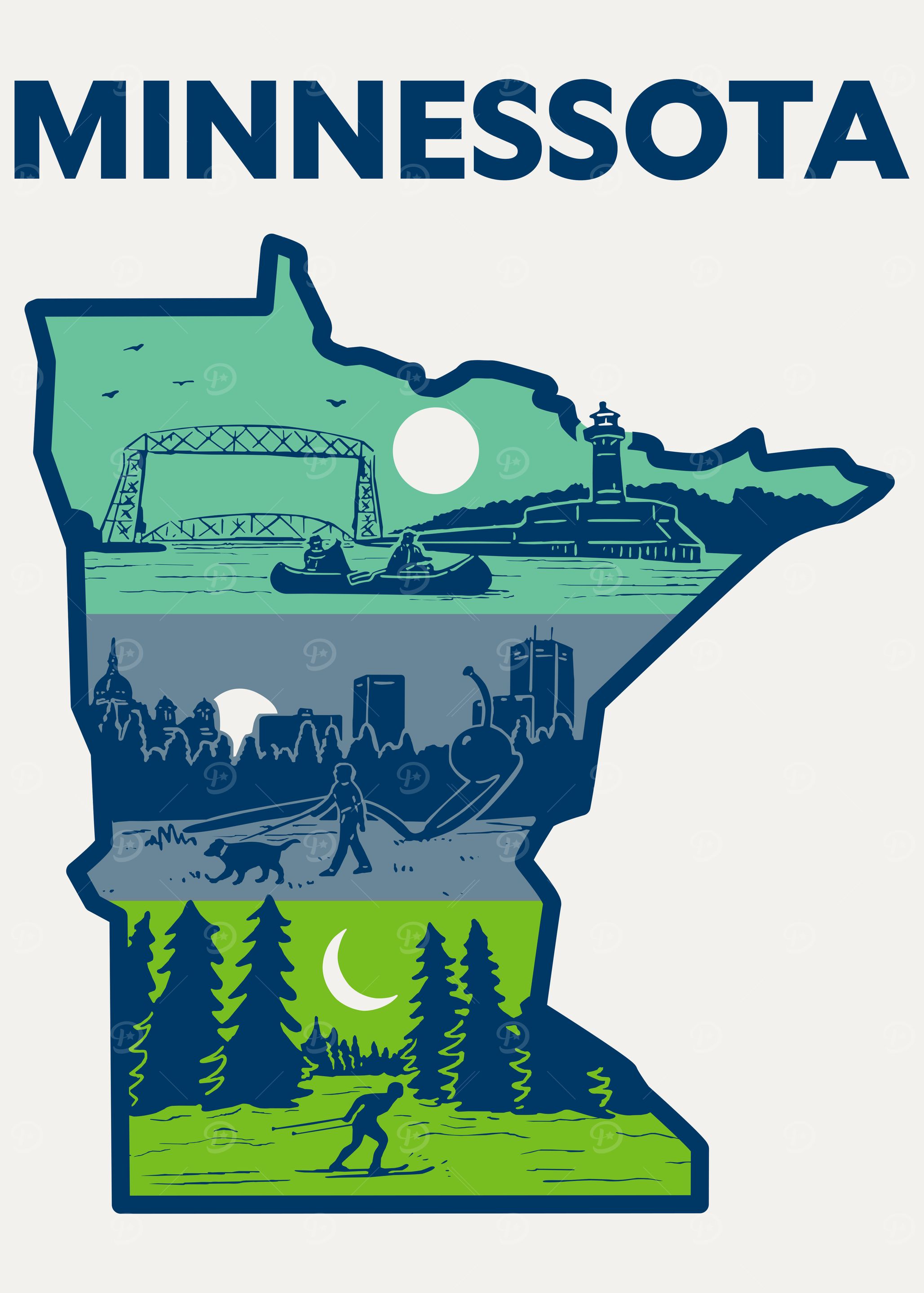 Layers of Minnesota State Outline
