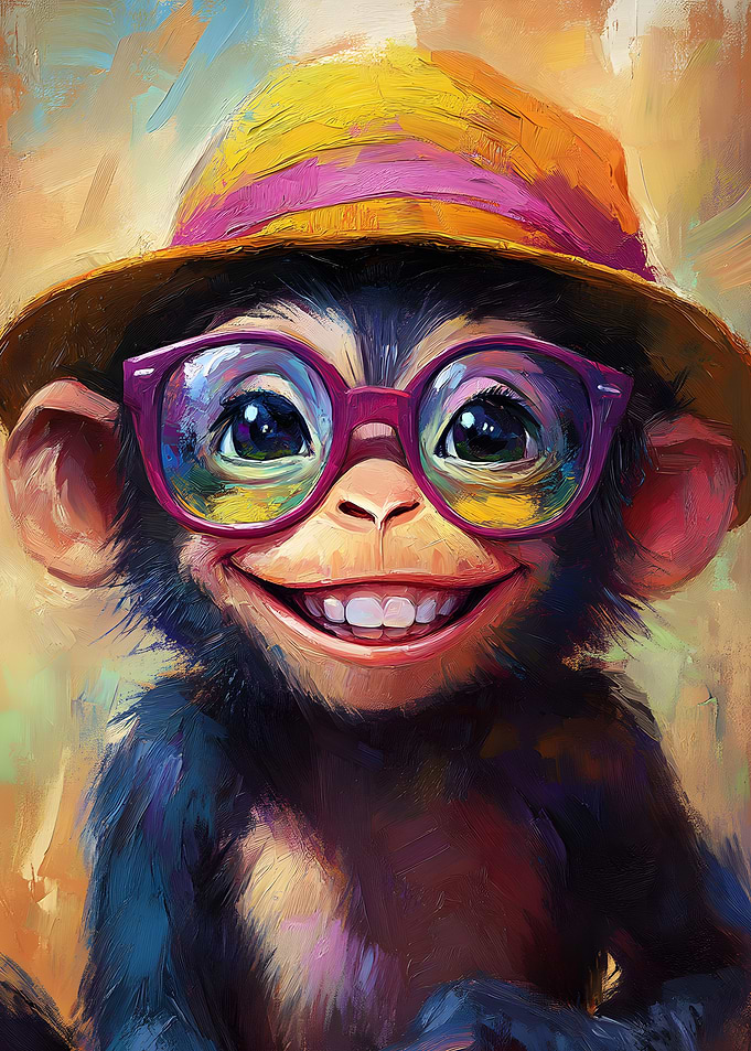 Blissful Monkey in Hat