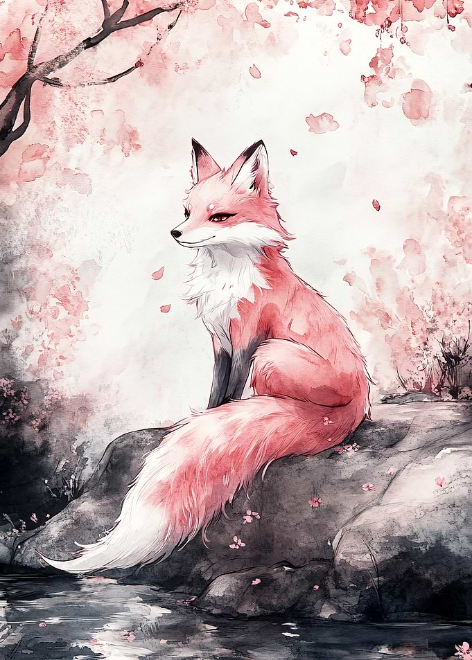 Fox in Cherry Blossom