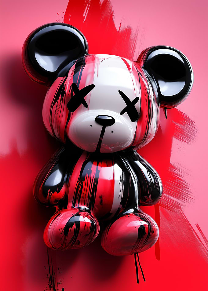 Red and Black Bear Toy