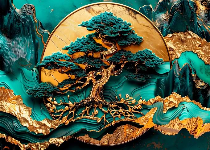 Gold & Emerald Bonsai Tree