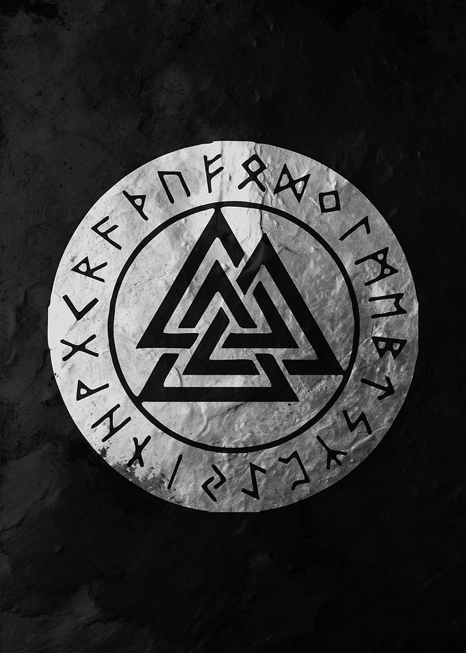 Valknut Symbol with Runes