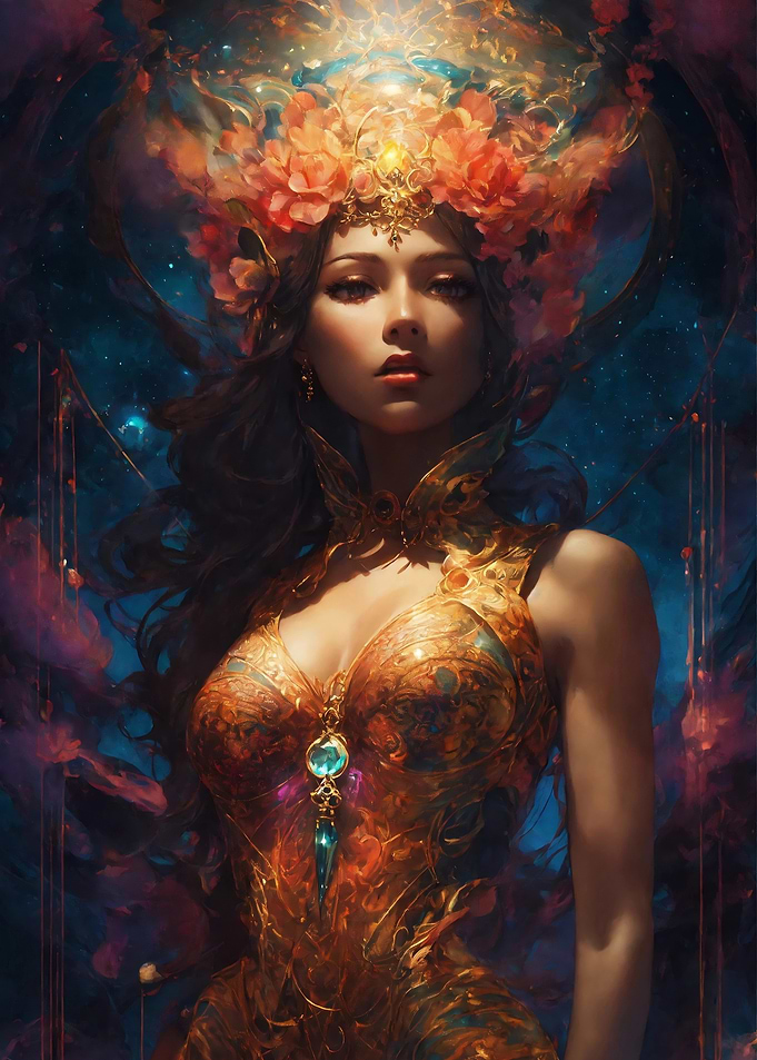Golden Goddess with Floral Crown