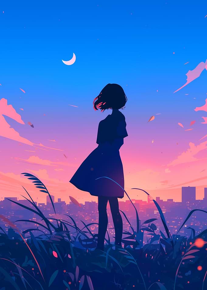 Silhouette Girl Sunset