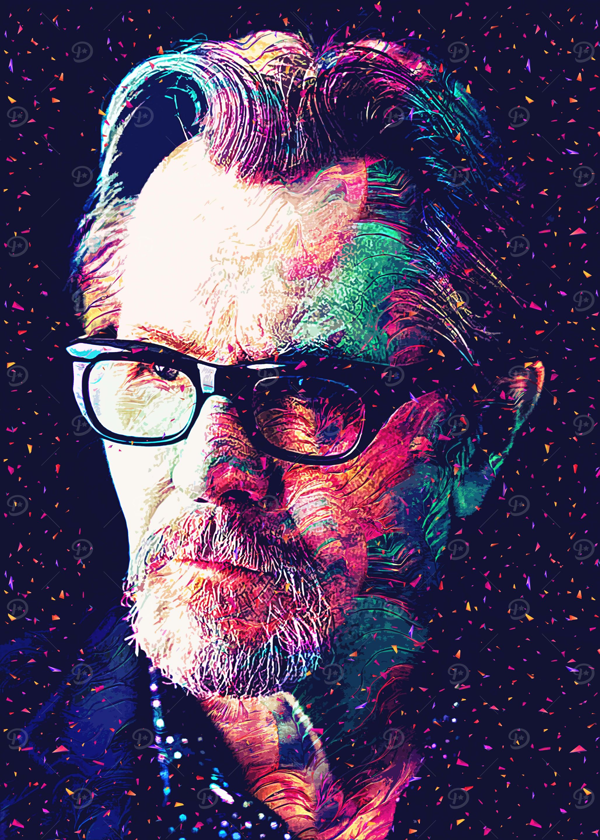 Man with Glasses in Colorful Art