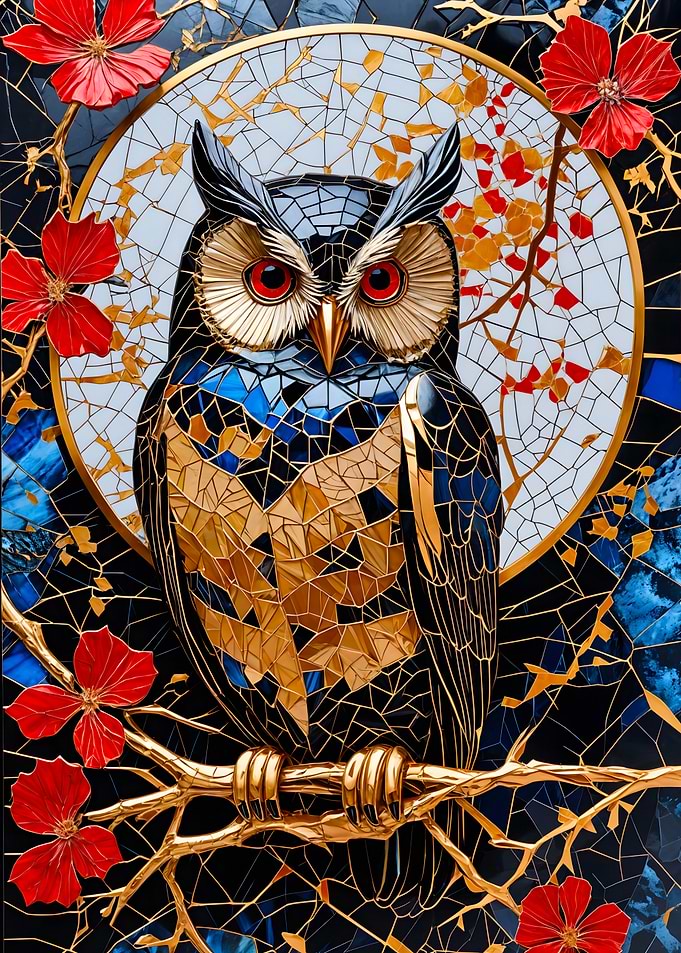 Owl Kintsugi Art