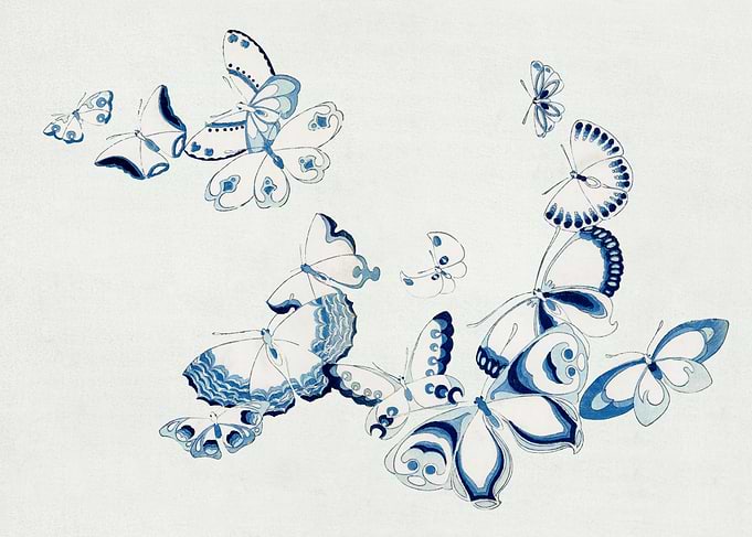 Blue and White Butterflies