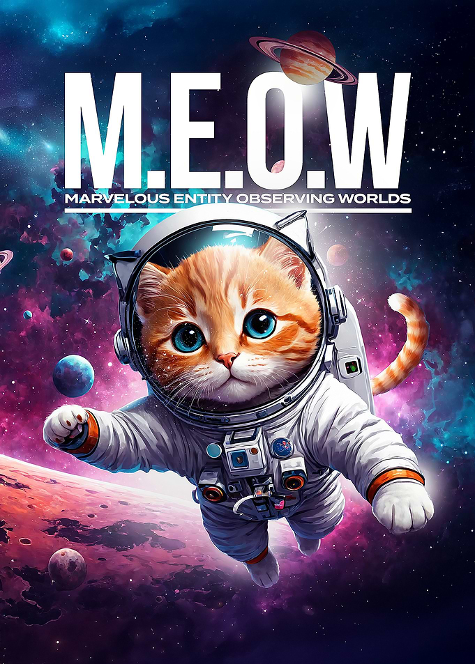 Cat Astronaut in Space M.E.O.W