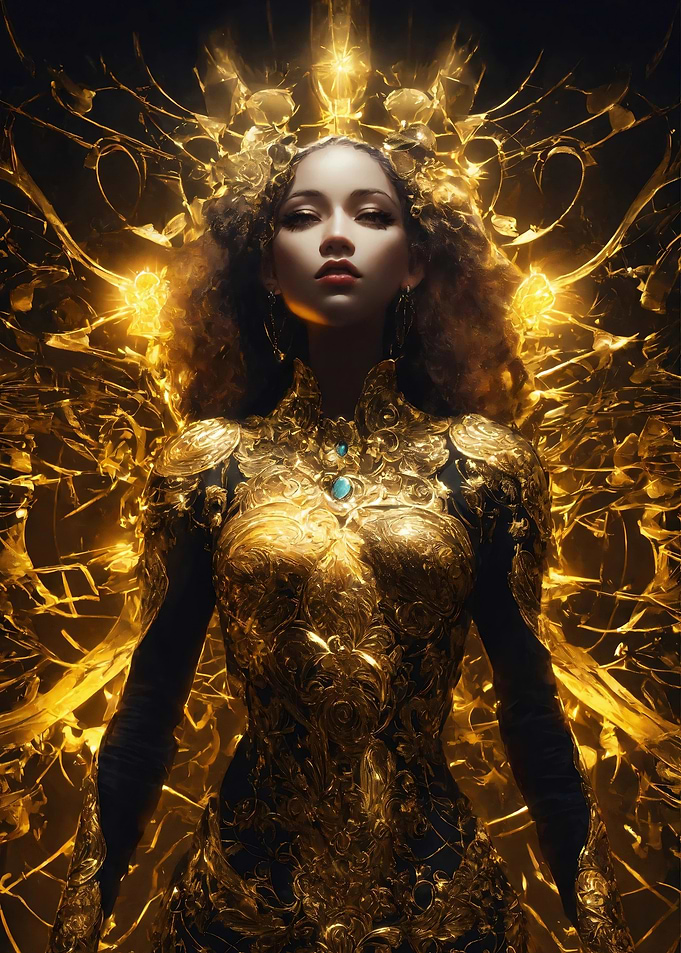 Golden Warrior Woman Goddess