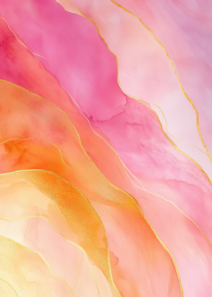 Abstract Watercolor with Gold