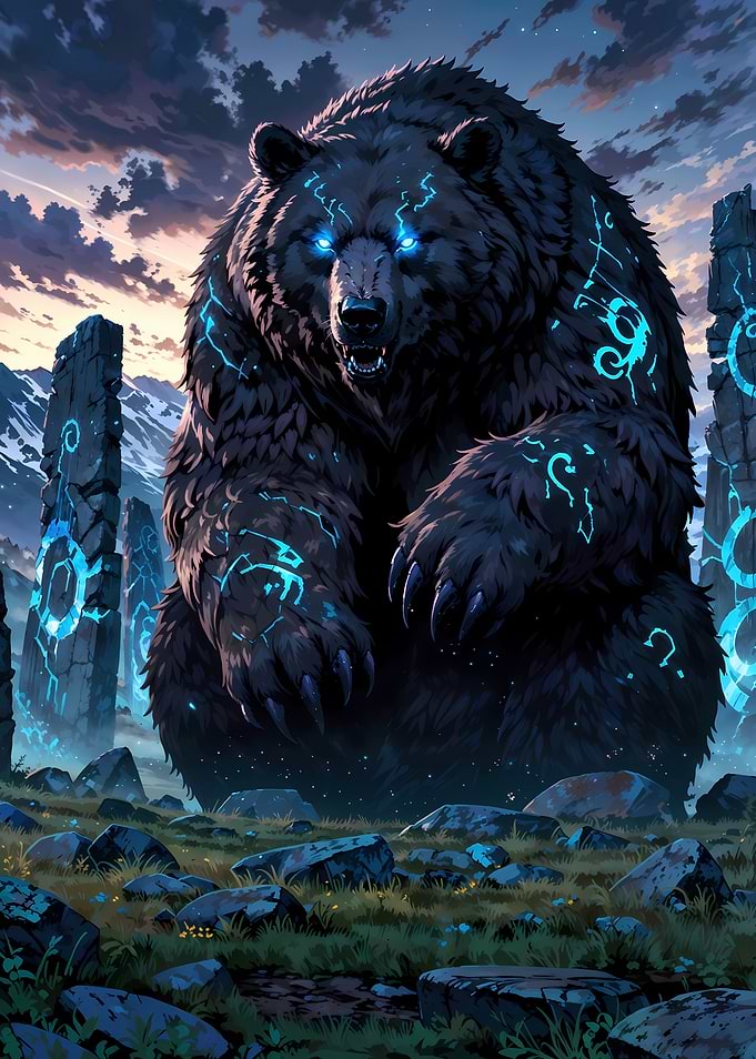 Ancient Rune Bear: Guardian of the Mystic Stones