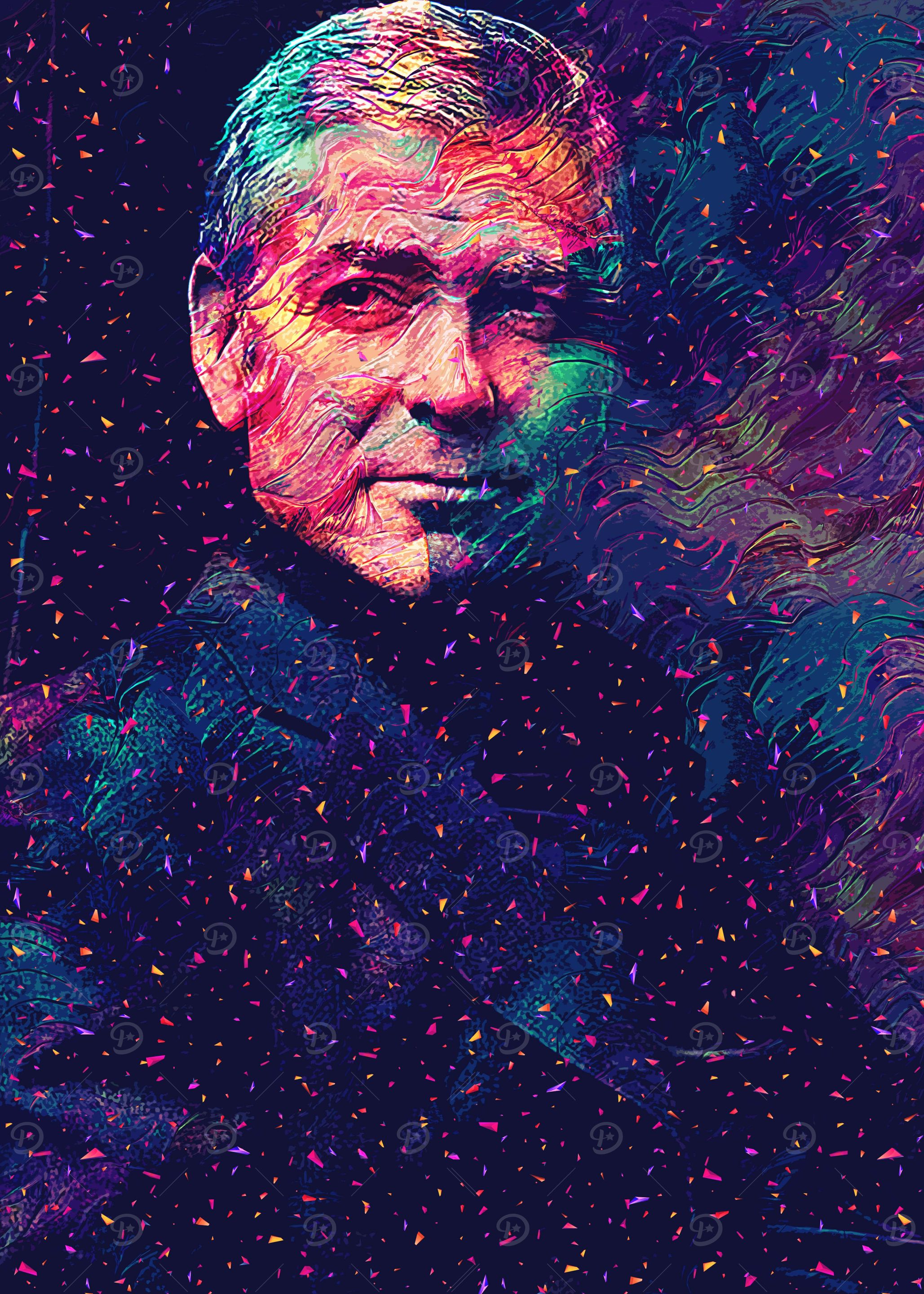 Abstract Portrait with Confetti