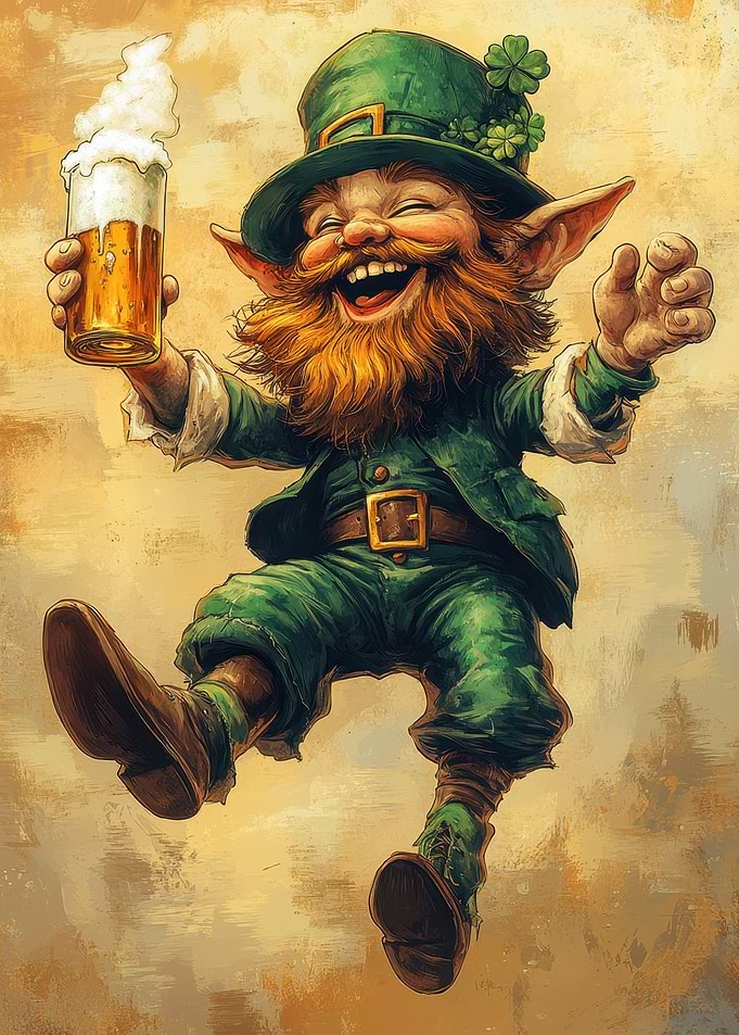 Happy Leprechaun with Beer